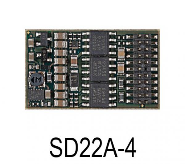 D&H SD22A-4 (2. Generation), Fahr + Sounddecoder, für die PluX22-Schnittstelle, SX1, SX2, DCC und MM, 2,0A, 8 Ausgänge, über 100 Sounds zur Auswahl